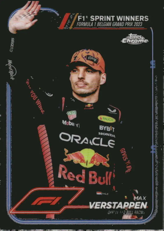 Max Verstappen Red Bull Racing Formula 1 trading card from 2024 Topps Chrome series