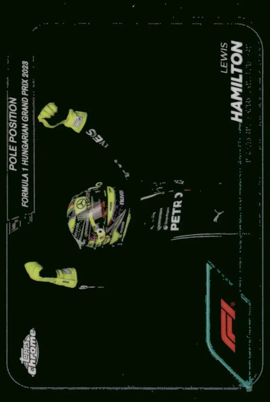Lewis Hamilton Topps Chrome Formula 1 trading card from the 2024 Topps Chrome series