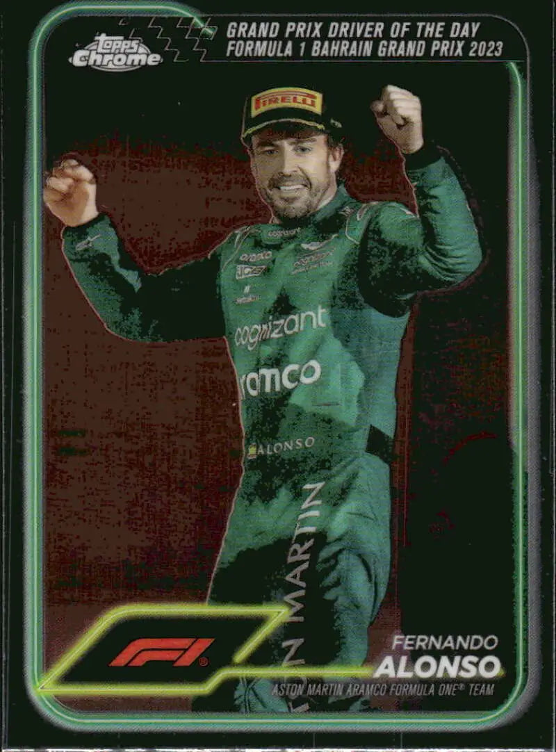Fernando Alonso Topps Chrome Formula 1 trading card from the 2024 collection