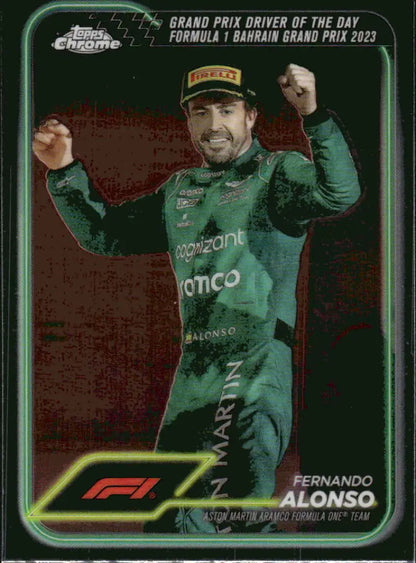 Fernando Alonso Topps Chrome Formula 1 trading card from the 2024 collection