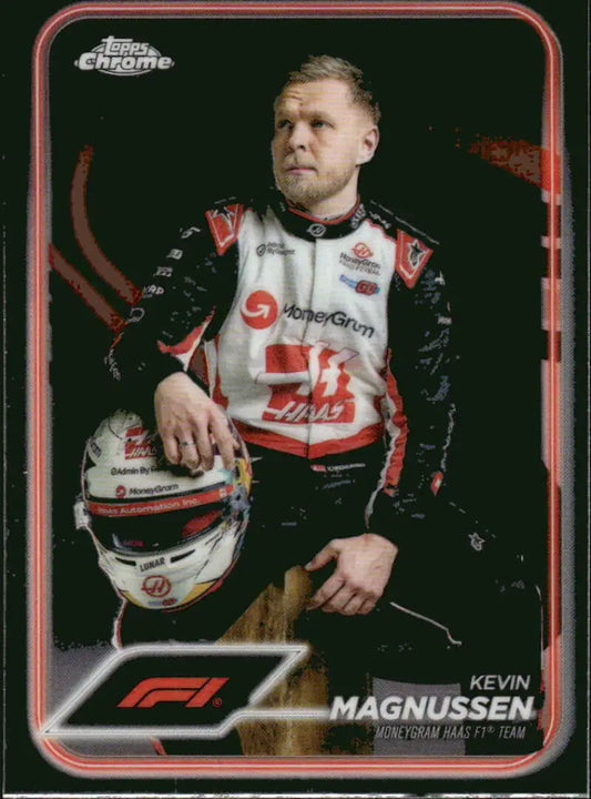 Kevin Magnussen Topps Chrome trading card for Haas F1 Team 2024 edition