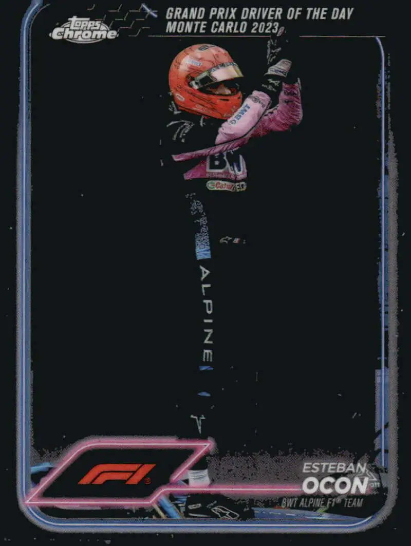 Esteban Ocon Topps Chrome trading card from 2024 Alpine F1 Team BWT Alpine series