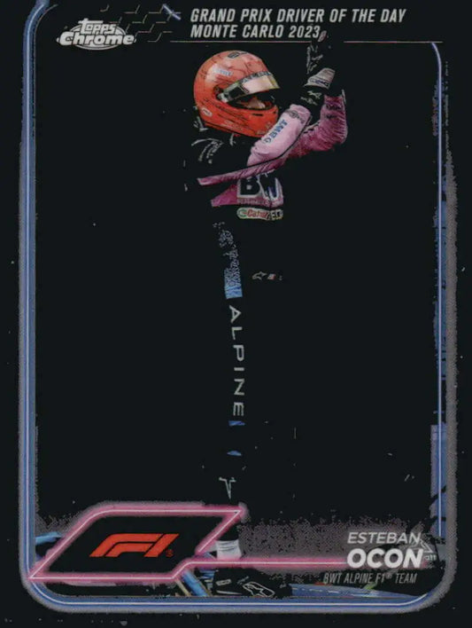 Esteban Ocon Topps Chrome trading card from 2024 Alpine F1 Team BWT Alpine series