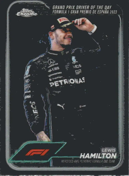 Lewis Hamilton Petronas Formula 1 trading card from 2024 Topps Chrome Mercedes-AMG Petronas team