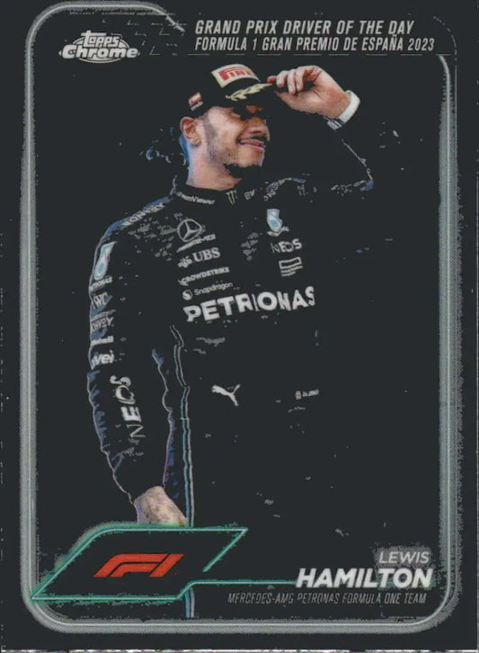Lewis Hamilton Petronas Formula 1 trading card from 2024 Topps Chrome Mercedes-AMG Petronas team