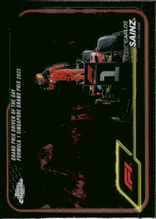 Carlos Sainz Topps Chrome Formula 1 trading card featuring Scuderia Ferrari design