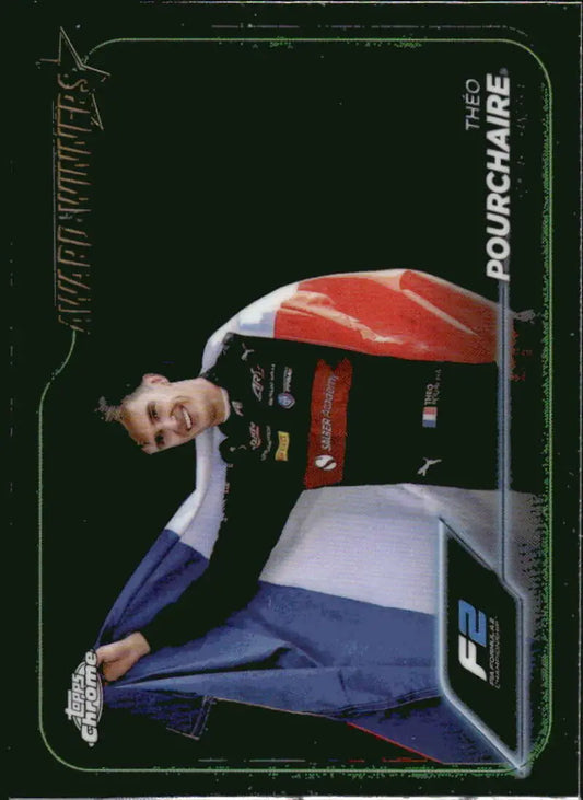Théo Pourchaire trading card from 2024 Topps Chrome Formula 1 ART Grand Prix series