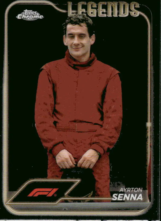 Ayrton Senna legend racing card from 2024 Topps Chrome Formula 1 series