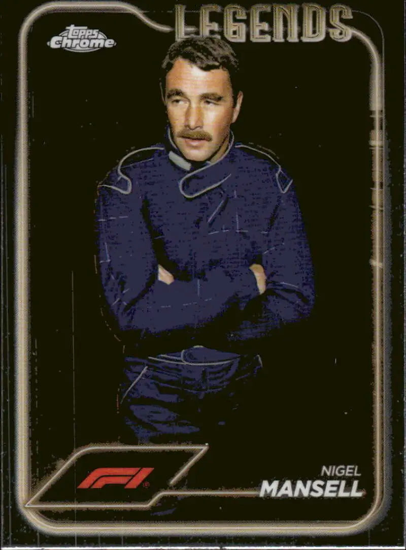Nigel Mansell Topps Chrome Formula 1 trading card featuring legendary racer design