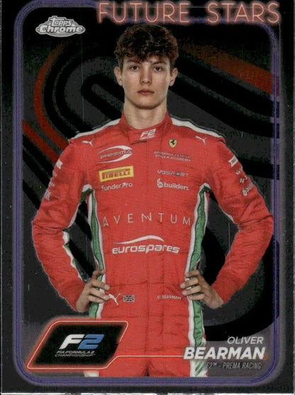Oliver Bearman Topps Chrome Formula 2 trading card from PREMA Racing 2024 collection