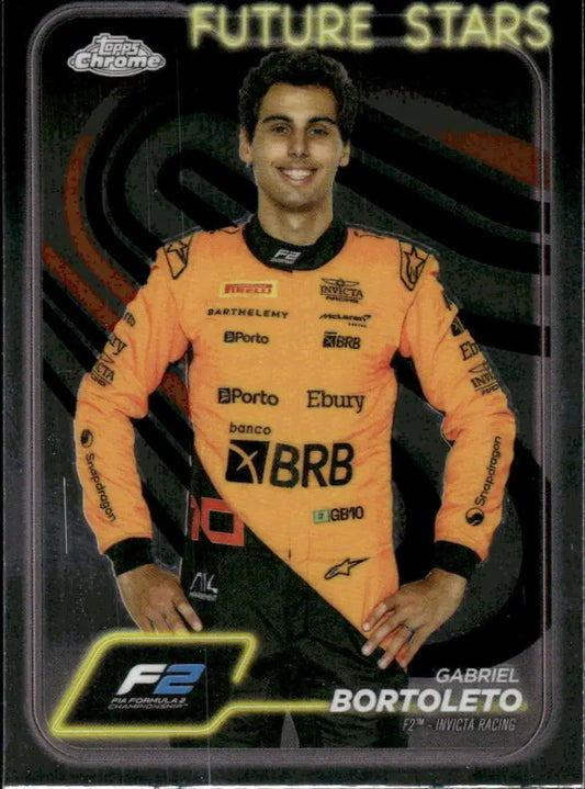 Gabriel Bortoleto Topps Chrome Formula racing card from 2024 F2 collection