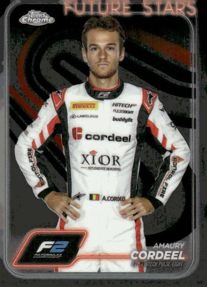 Amaury Cordeel Topps Chrome Formula 2 trading card from 2024 Topps Chrome F2 collection