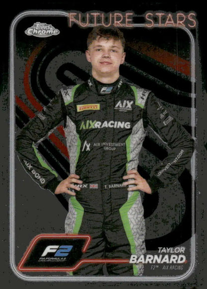 Taylor Barnard Future Stars trading card from 2024 Topps Chrome Formula 1 AIX Racing
