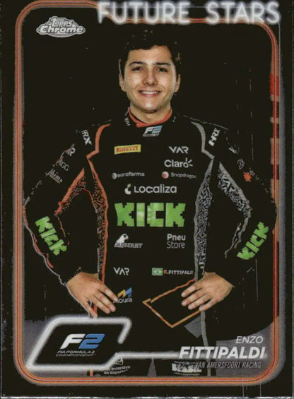 Enzo Fittipaldi Formula 2 trading card from 2024 Topps Chrome Van Amersfoort Racing