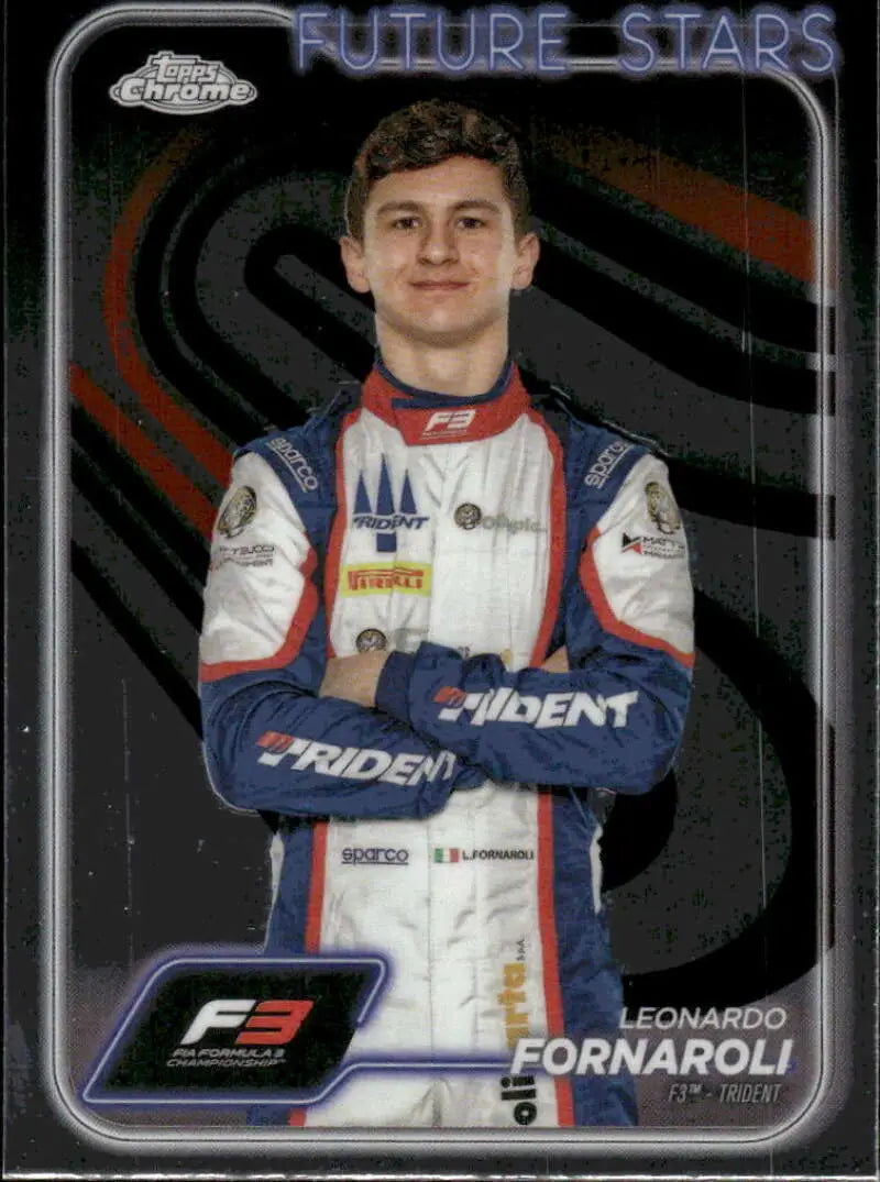 Leonardo Fornaroli trading card from 2024 Topps Chrome Formula 1 Trident Racing