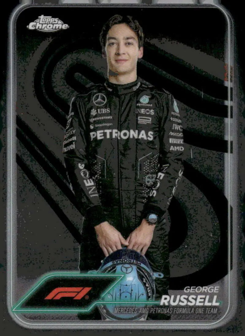 George Russell Topps Chrome Formula 1 trading card from 2024 Topps Chrome series