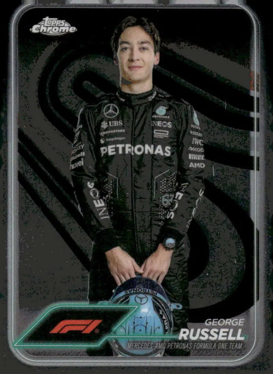 George Russell Topps Chrome Formula 1 trading card from 2024 Topps Chrome series