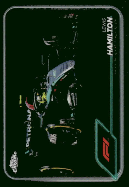 Lewis Hamilton trading card from 2024 Topps Chrome Formula 1 Petronas team racing card