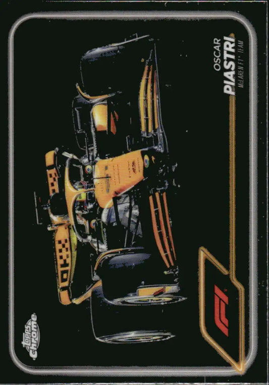 Oscar Piastri Topps Chrome Formula 1 trading card featuring McLaren F1 Team racing design