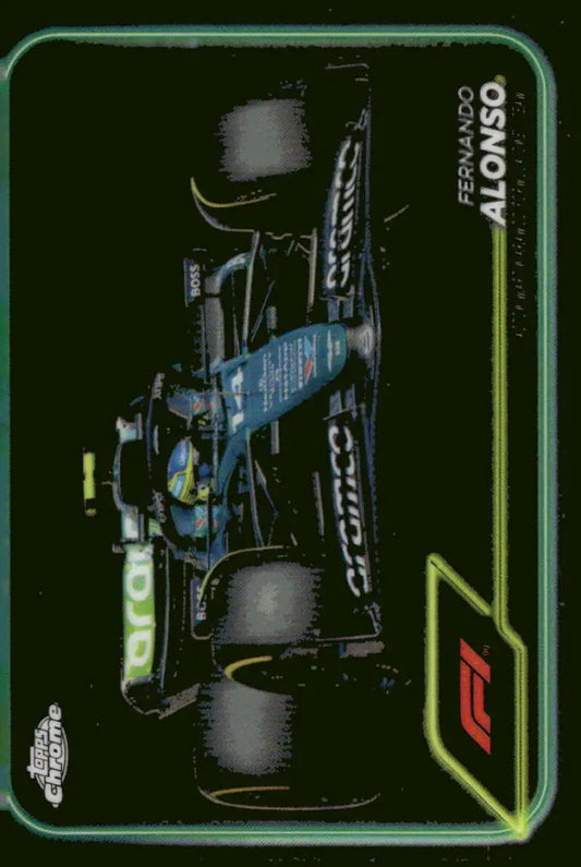 Fernando Alonso Topps Chrome Formula 1 trading card from 2024 Topps Chrome series