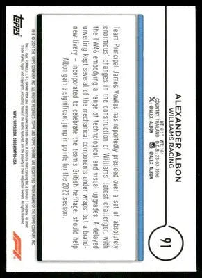 2024 Topps Chrome Formula 1 Alexander Albon #91 Racing - Trading Card