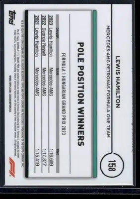 Trading card for Lewis Hamilton from 2024 Topps Chrome Formula 1 series