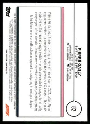 2024 Topps Chrome Formula 1 Pierre Gasly #82 Racing - Trading Card