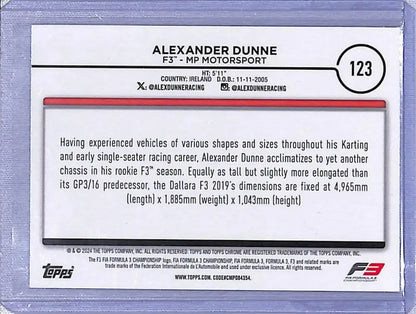 Alexander Dunne Topps Chrome Mini Diamond F3 Racing Card 099/299