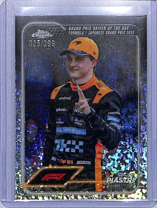 Oscar Piastri Formula 1 trading card from 2024 Topps Chrome McLaren F1 Team