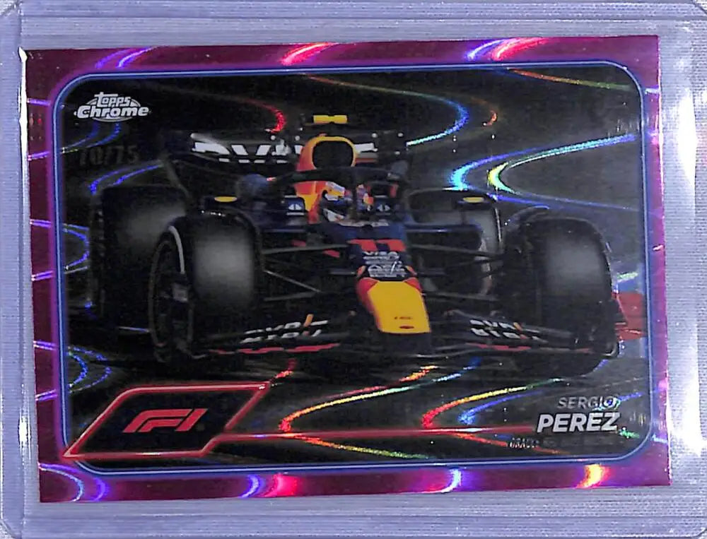 Sergio Perez 2024 Topps Chrome Pink RayWave Red Bull Racing trading card NM-MT 70/75