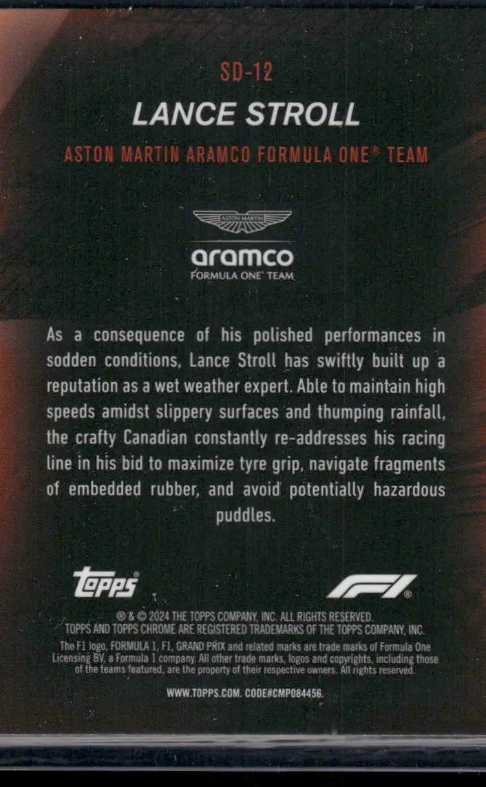2024 Topps Chrome Formula 1 Speed Demons Lance Stroll #SD-12 Speed Demons - Trading Card