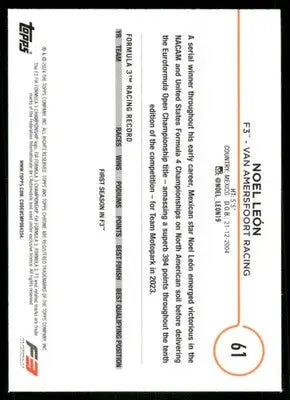 2024 Topps Chrome Future Stars Noel León #61 Future Stars Auto Racing - Trading Card