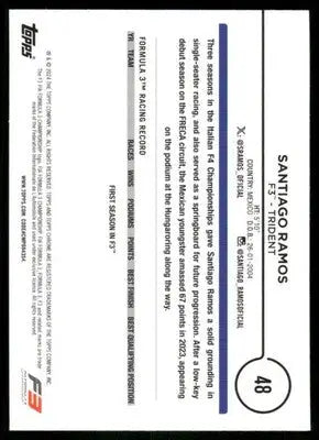 2024 Topps Chrome Future Stars Santiago Ramos #48 Auto Racing - Trading Card