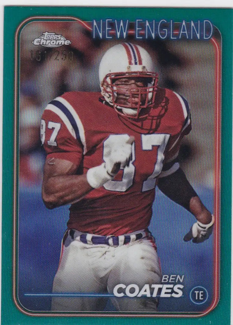 Ben Coates football card 2024 Topps Chrome Green Refractor Patriots