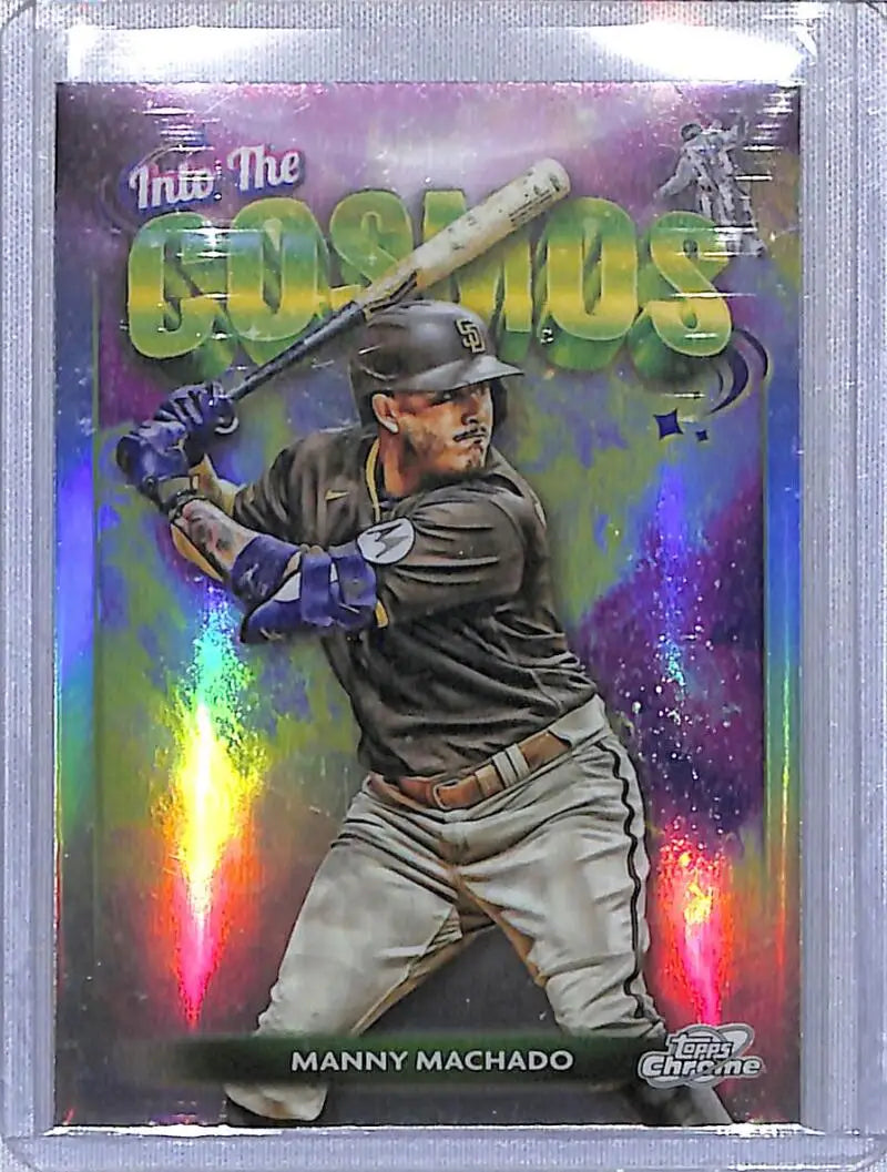 Manny Machado baseball card from 2024 Topps Chrome Into The Cosmos series featuring San Diego Padres