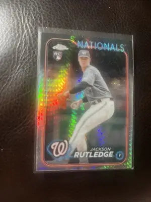 2024 Topps Chrome Jackson Rutledge RC Refractor baseball trading card featuring Jackson Rutledge