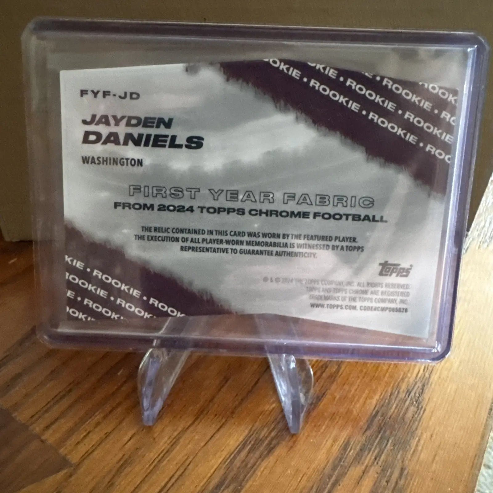 2024 Topps Chrome Jayden Daniels First Year Fabric Player Worn Relic RC