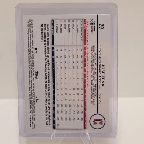 Cleveland Guardians Jose Tena 2023 Topps Chrome baseball card in Sepia Refractor style