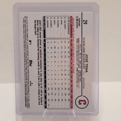 Cleveland Guardians Jose Tena 2023 Topps Chrome baseball card in Sepia Refractor style