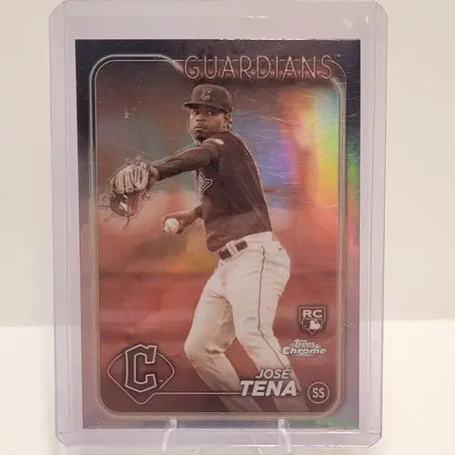Baseball trading card of Jose Tena Cleveland Guardians from 2024 Topps Chrome Sepia Refractor