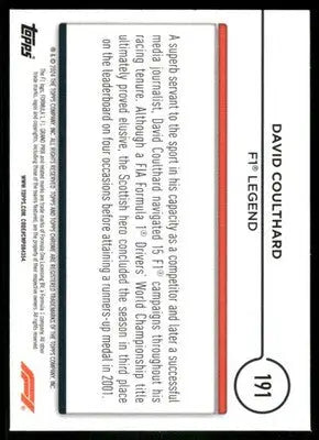 2024 Topps Chrome Legends David Coulthard #191 Racing - Trading Card