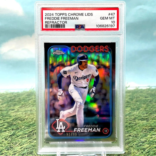 Graded Freddie Freeman baseball card from 2024 TOPPS CHROME LIDS collection