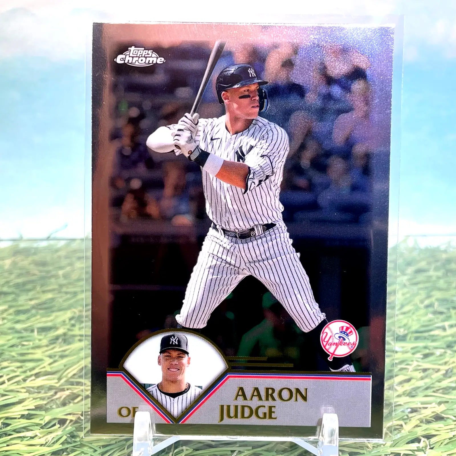 Aaron Judge baseball trading card from 2024 Topps Chrome Lids Mitchell & Ness MLB