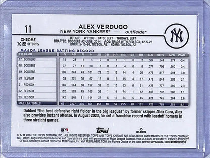 2024 Topps Chrome Logofractor #11 Alex Verdugo baseball card 125/199 New York Yankees