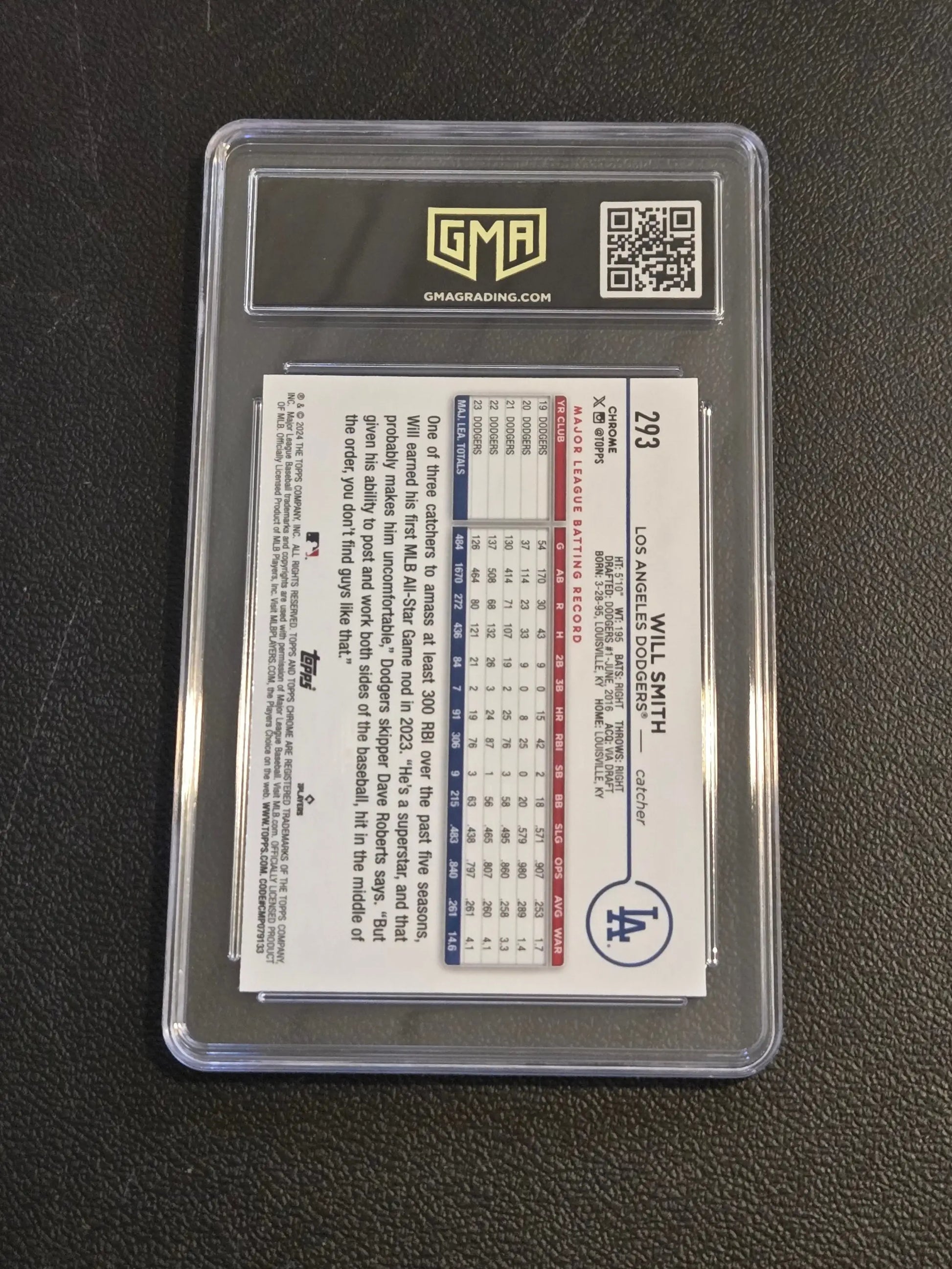 Graded Will Smith baseball card from 2024 Topps Chrome Logofractor Edition Smith Purple MLB