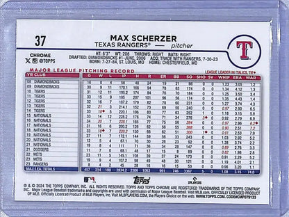 Max Scherzer 2024 Topps Chrome Logofractor Refractor #37 baseball card NM-MT
