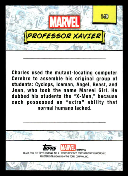 Trading card for Professor Xavier from 2024 Topps Chrome Marvel series