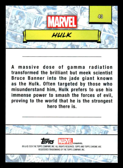 2024 Topps Chrome Marvel Hulk trading card back before content for collectors