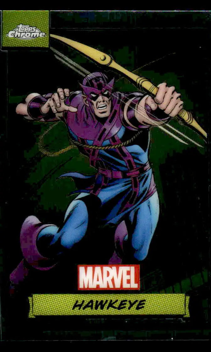 Hawkeye trading card from 2024 Topps Chrome Marvel series before top.s chrome release