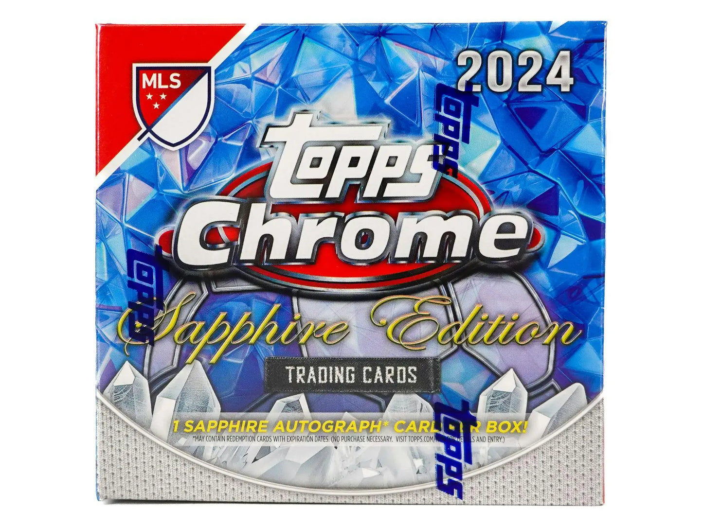 2024 Topps Chrome MLS Sapphire Edition box with Major League Soccer trading cards